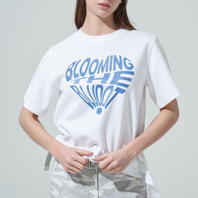 Blu DoT HearT Graphic Tape PoinT T shirT Wh