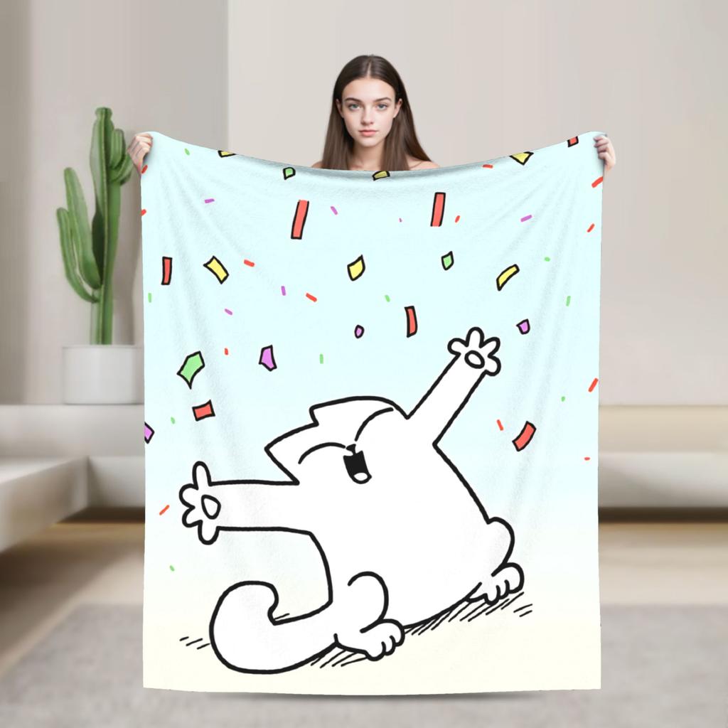 Cartoon Simons Cat Blanket Cute Warm Soft Novelty Plush Throw Blanket For Couch Chair Sofa Bed Airplane Travel Bedspread Bed