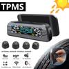 Sistem de monitorizare a presiunii în anvelope TPMS pentru mașină inteligentă Ceas digital solar Afișaj LCD Sistem de alarmă de siguranță pentru presiunea anvelopelor pentru mașină