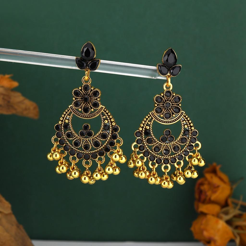 

Floral Tassel Earrings Bohemian Ethnic Earrings Bohemian Dangle Earrings Floral For Ethnic Parties Vacations Casual Wear чорний