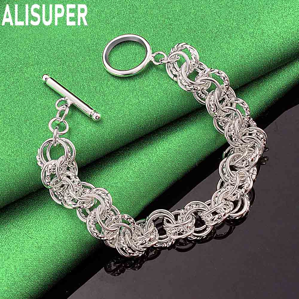 925 Sterling Silver Hollow Round Chain Bracelet Wedding Fashion Wedding Jewelry