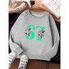 Unisex Kids Crewneck Sweatshirt For Over 4 Years Old Boys Girls Green Number 67 Black White Floral Print Red Soft Long Sleeve Pullover For 4-12 Kids