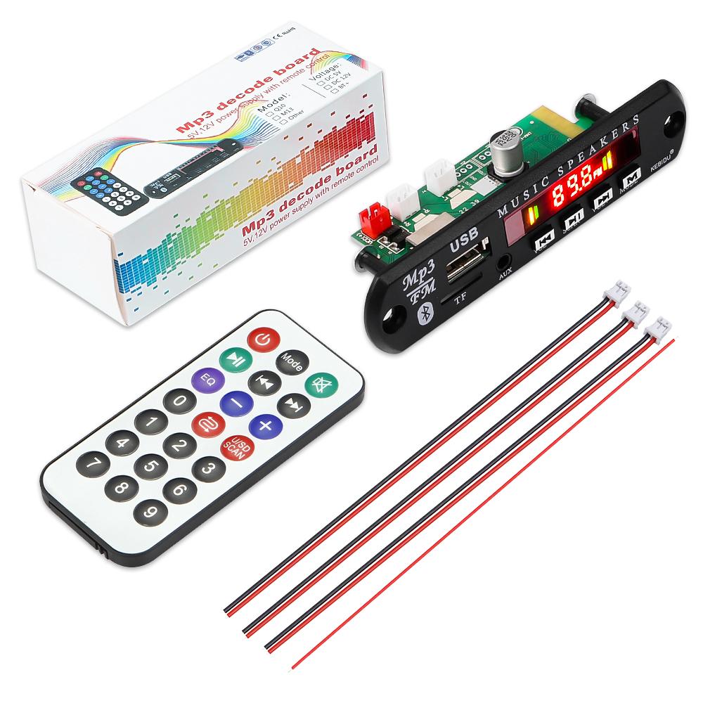 Car 12V FM Radio Module 50W Amplifier Stereo MP3 Decoder Board Bluetooth 5.0 USB TF Card AUX For Recording Speaker Handsfree