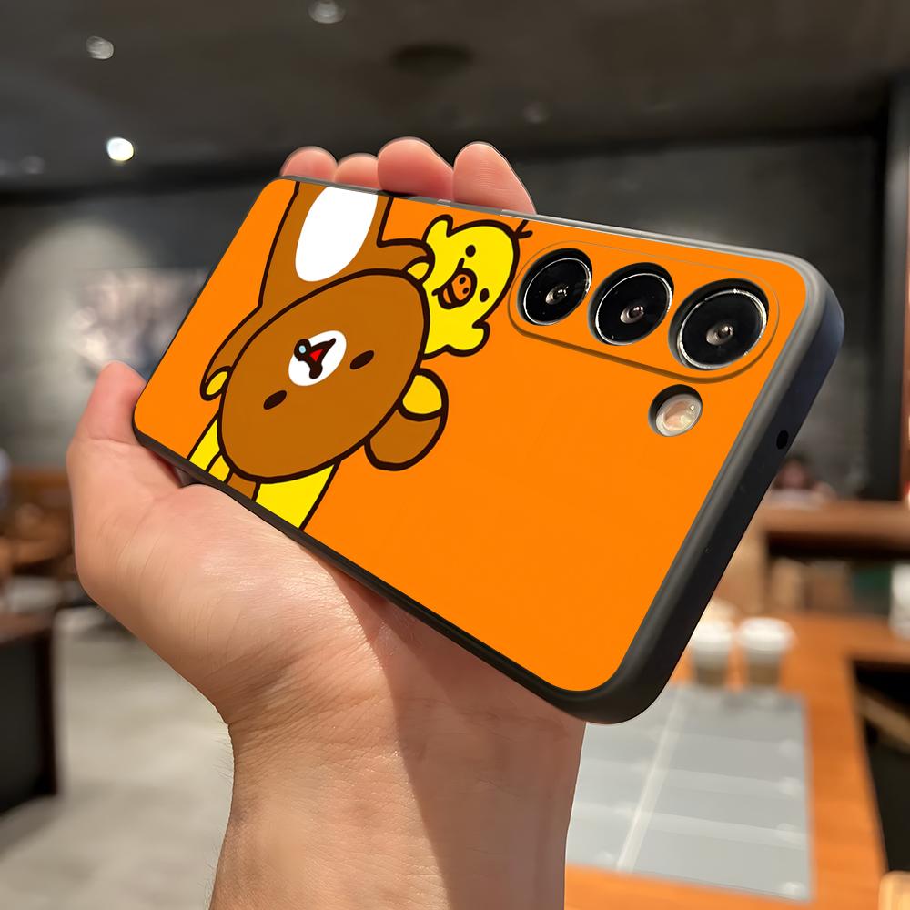 Cute R-RilakkumaS Phone Case For Samsung A56 A36 A26 A16 A15 A25 A35 A55 A14 A34 A24 A54 Black Soft Shell