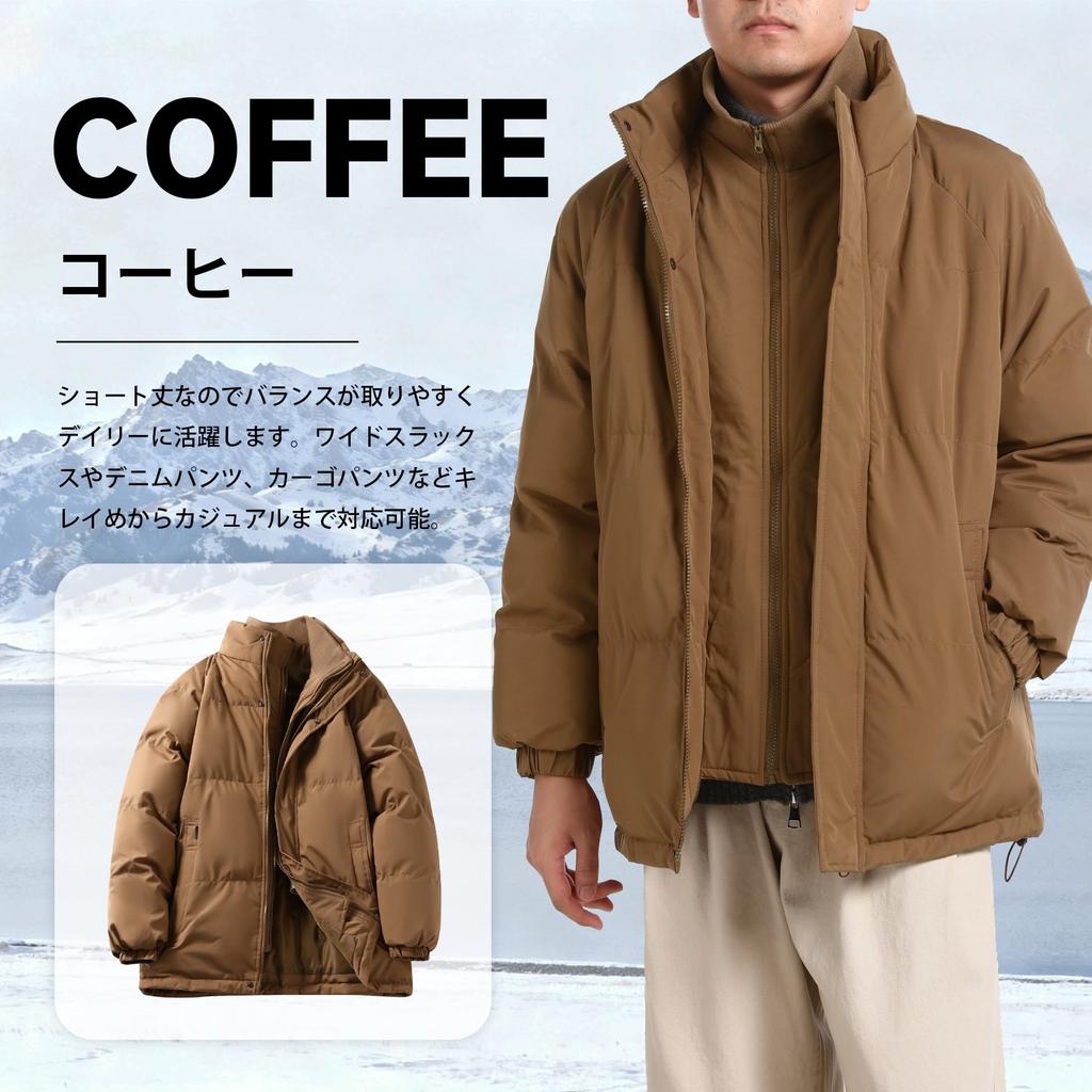 CEEN Winter Padded Jacket with Stand Thick Cold Weather and Perfect for and Outdoor Activities Men's Collar, Outerwear, Double-Layer Design,