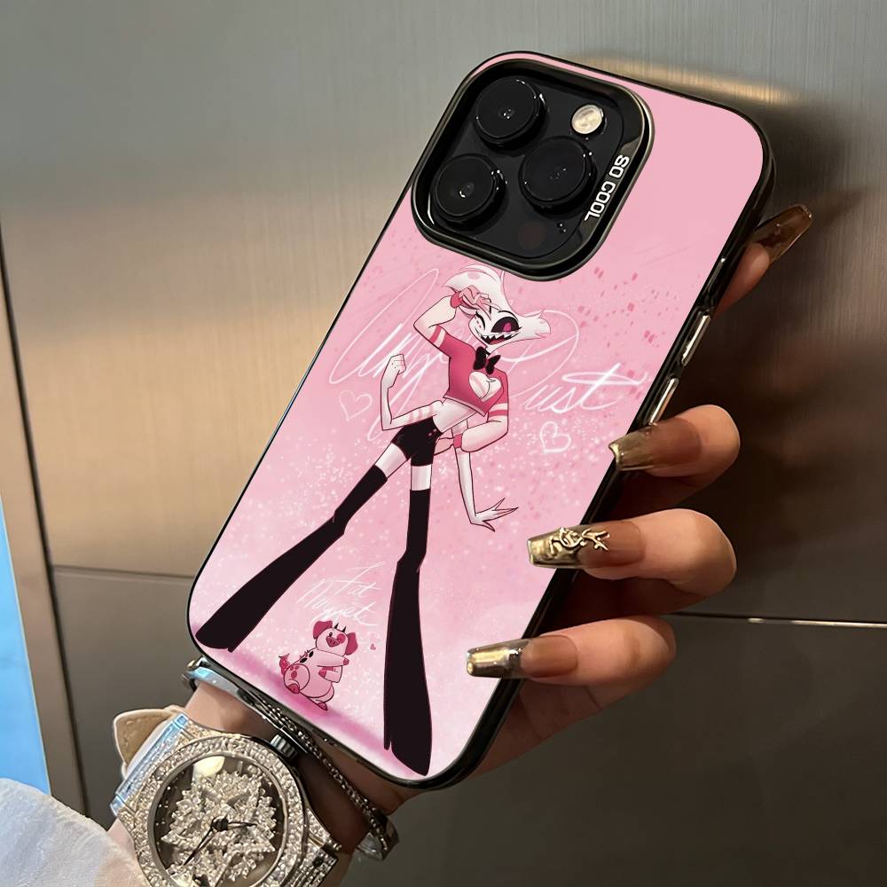 A-Angel Dust H-Hazbin H-Hotel Custodia per Telefono Per iPhone 17,16,15,14,13,12,11 Plus Pro Max Custodia per Telefono Colorata Argentata