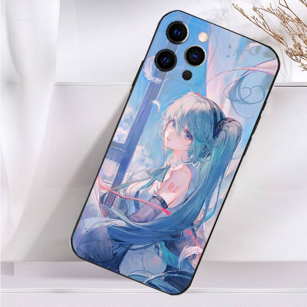 Cute H-Hatsune M-Mikus Phone Case For iPhone 16,15,14,13,12,11 Plus,Pro Max,XS,X,XR,SE,Mini,8,7 Soft Silicone Black Cover