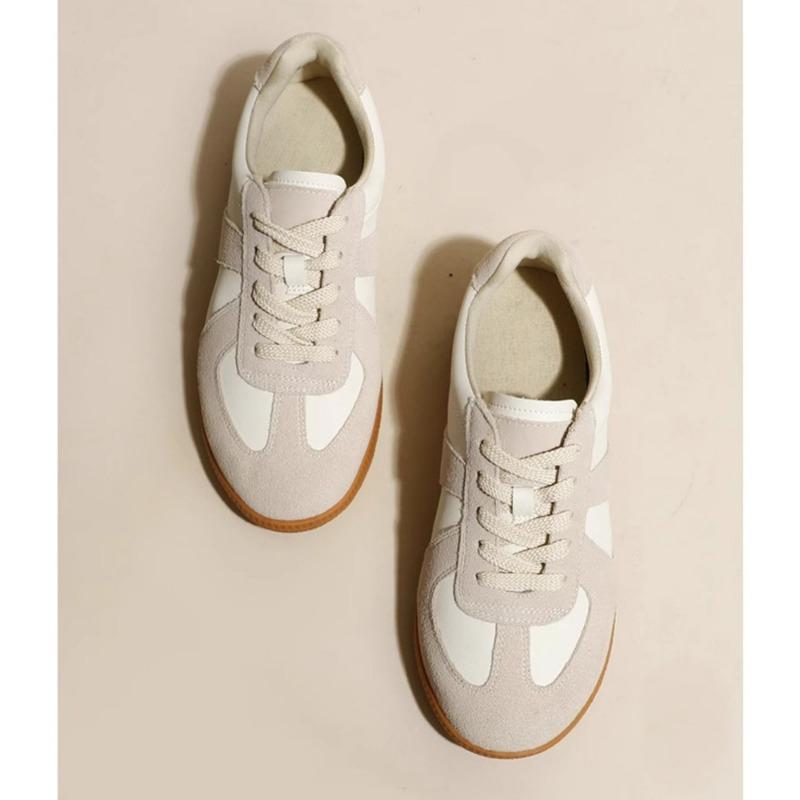 Abs Classic Lace-up Flat Bottom Casual Women's Splicing Retro Versatile Sports Little White Shoes Women