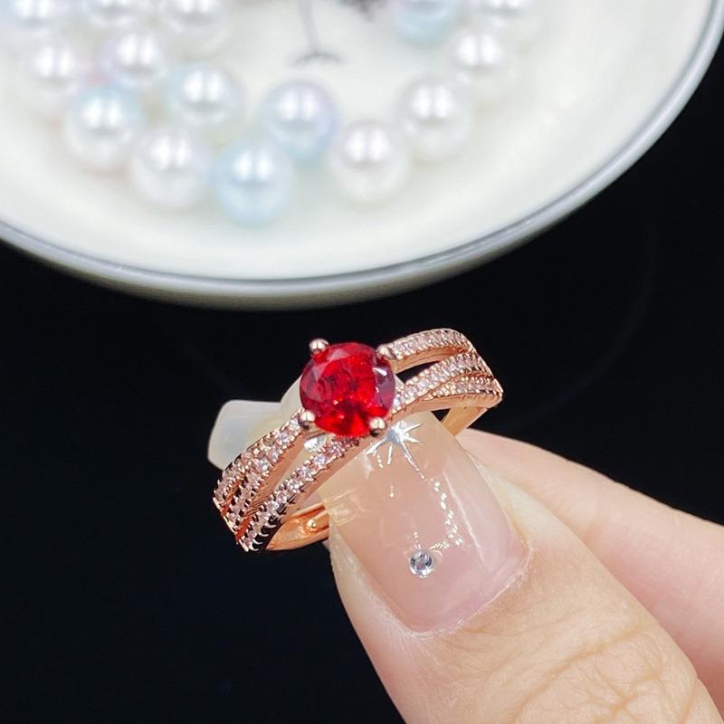 BELLA BOX Simple Rose Gold Three-layer Winding Group Set Ruby Ring Suitable For Women's Daily Party High-end Jewelry