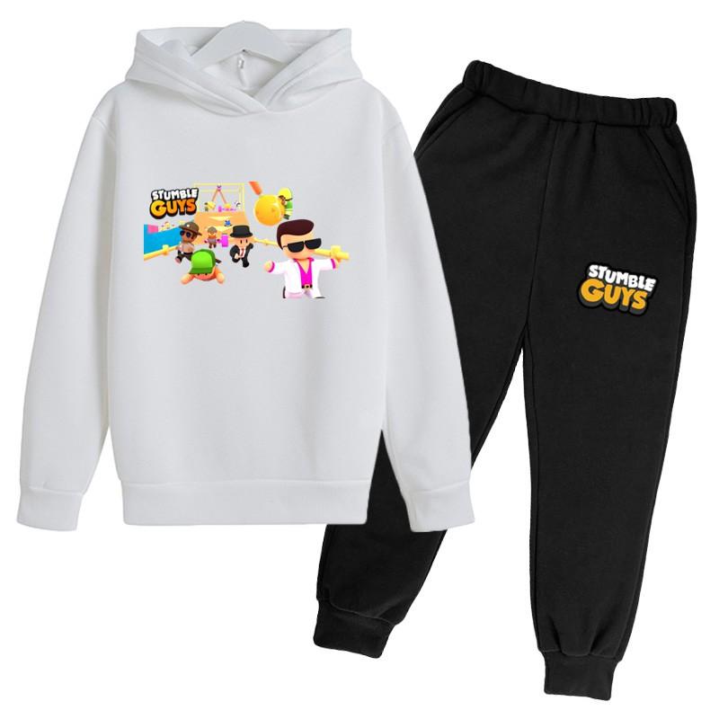 Gra Stumble Guys nadruk kreskówkowy wiosna jesień dziecięca codzienna bluza z kapturem zestaw chłopcy dziewczęta strój sportowy sweter dziecięcy płaszcz Top
