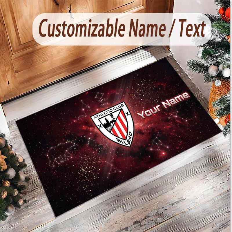 Personalized Crystal Velvet Carpet Athletic Bilbao FC Pattern Non Slip Floor Rug