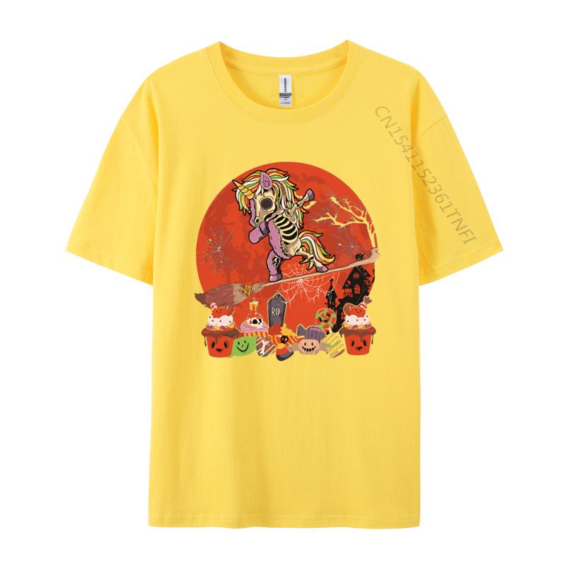 Halloween Unicorn Costume Skeleton Tshirt Pure Cotton High Street Tops T Shirt Casual Tee Shirts Man