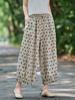 Damen Frühling 2026 Leinen Bedruckte Laternen-Cropped-Hose mit elastischem Bund