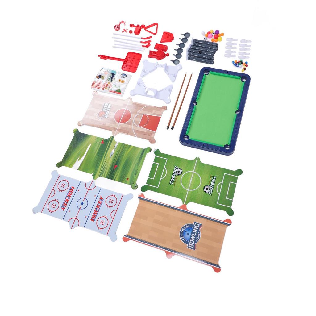 6 in 1 Multi Game Table Basketball Football Table Tennis Billiards Ice Hockey Combo Game Set with Ac