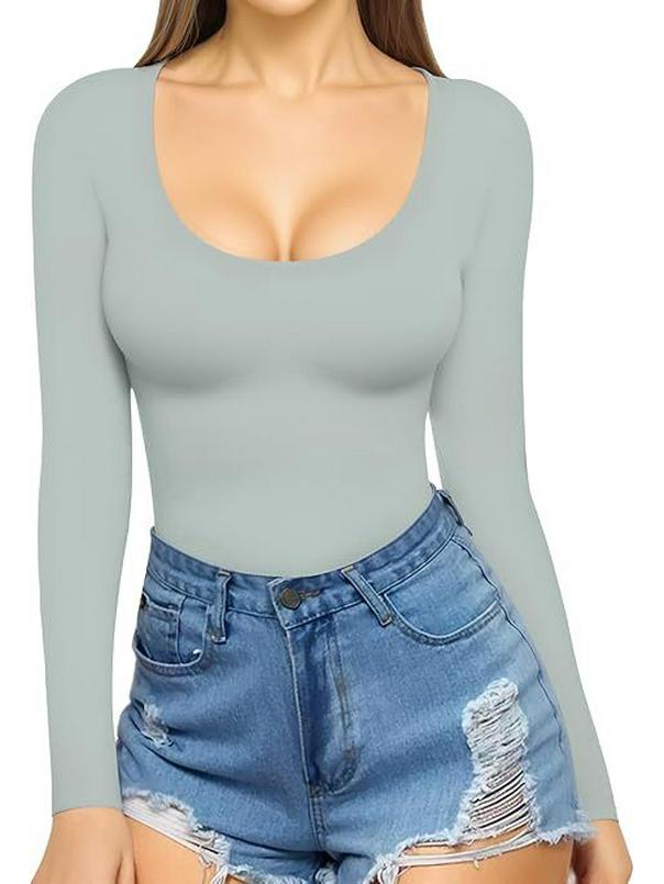 European American Women s Slim-Fit Cropped Long Sleeve T-Shirt XXL