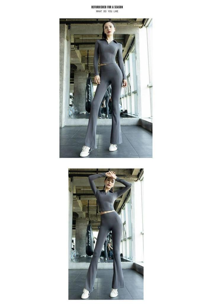 Women's Professional Yoga Suit with Chest Pads – Summer Pilates Training, Lapel, Long Sleeves, Outdoor-Ready Tight-Fitting Fitness Wear