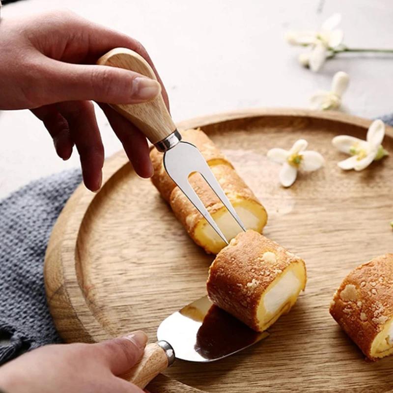 4pcs/set Wood Handle Sets Bard Set Oak Bamboo Cheese Cutter Knife Slicer Cheedse Cutter Useful Cooking Tools Kit Kitchen