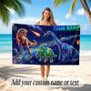 Dinosaur Theme Quick Dry Beach Towel Custom Name Text Print Large Sand Resistant Towel Beach Vacation