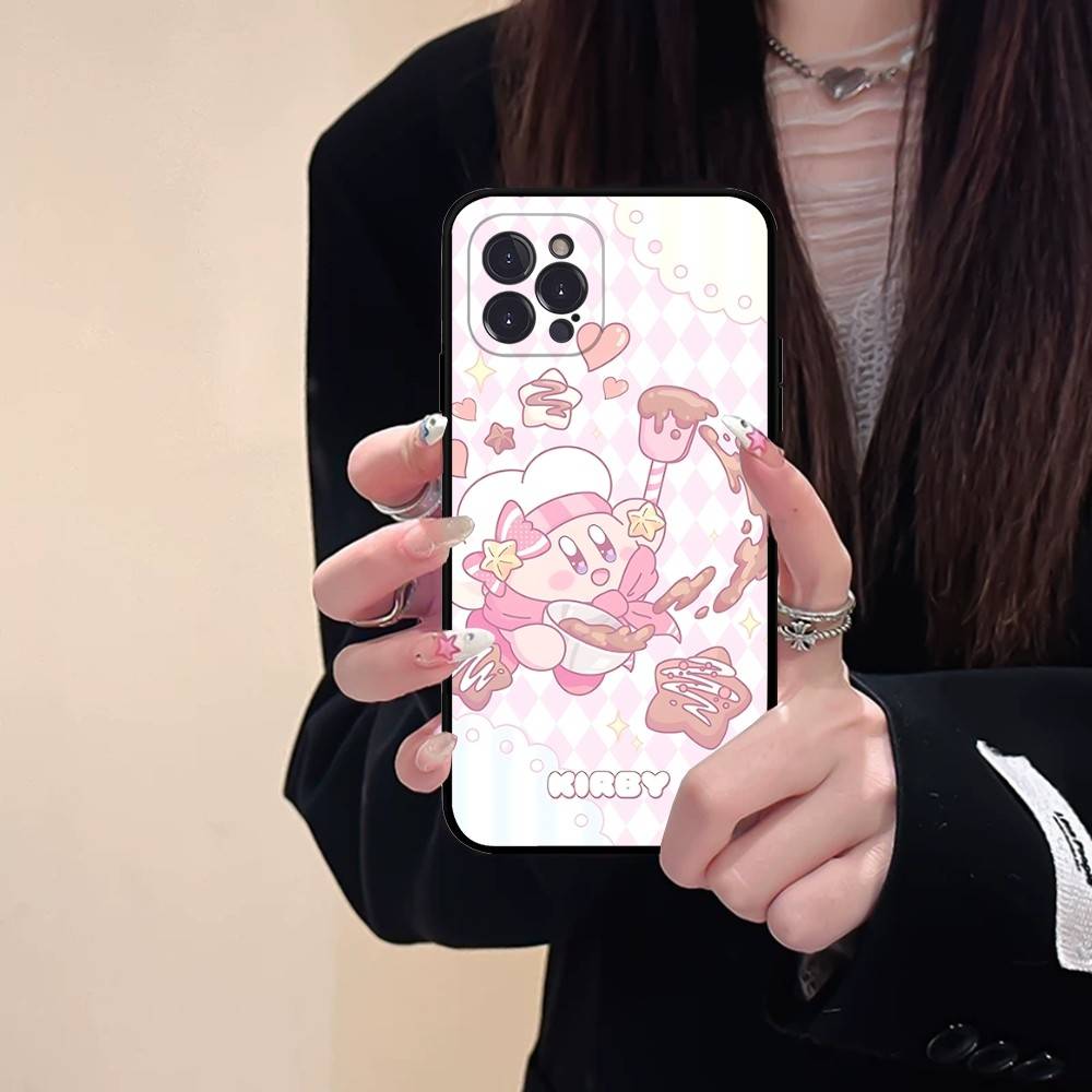 

Anime K-Kirby Lovely Phone Case For Iphone 16 15 17 13 14 12 11 Pro Max Plus Black Shell Cover Case iPhone 11pro max