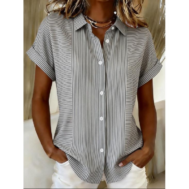 Short-sleeved button-up shirt women s blouse top S