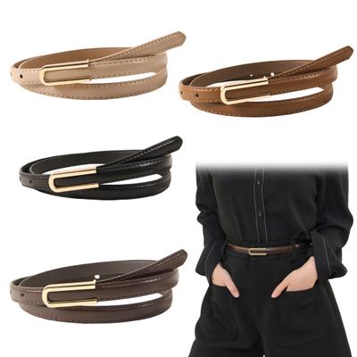 Imitation Leather Women Belt U-shaped Buckle Adjustable Waistband Solid Color Dress Shirt Tops Waist Belt Clothing Accessory