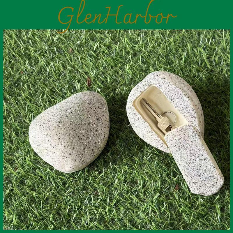 Resin Key Storage Box With Rustic Stone Design For Outdoor Home Decor
