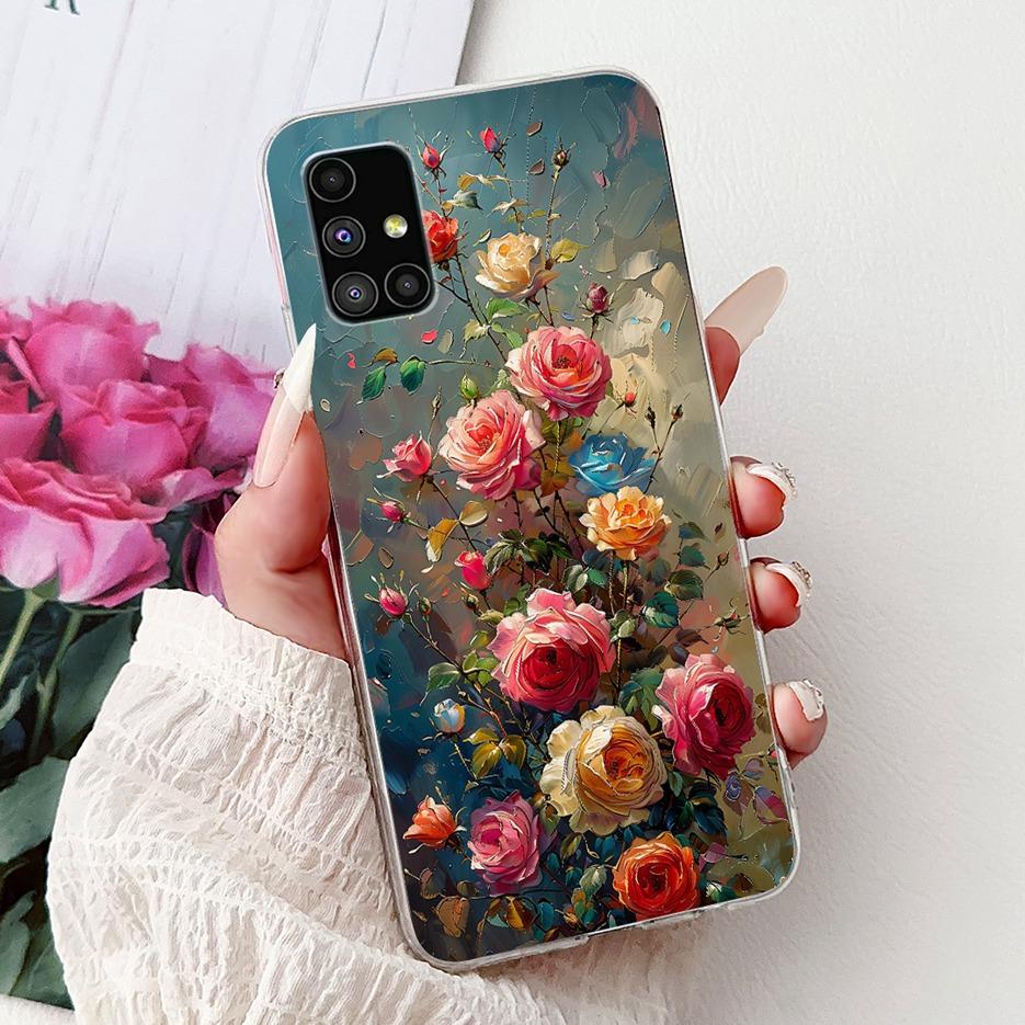 For Samsung Galaxy M51 Case SM-M515F Colorful Flower Painted Cover Soft Silicone Phone Case For Samsung M51 M 51 GalaxyM51 Shell