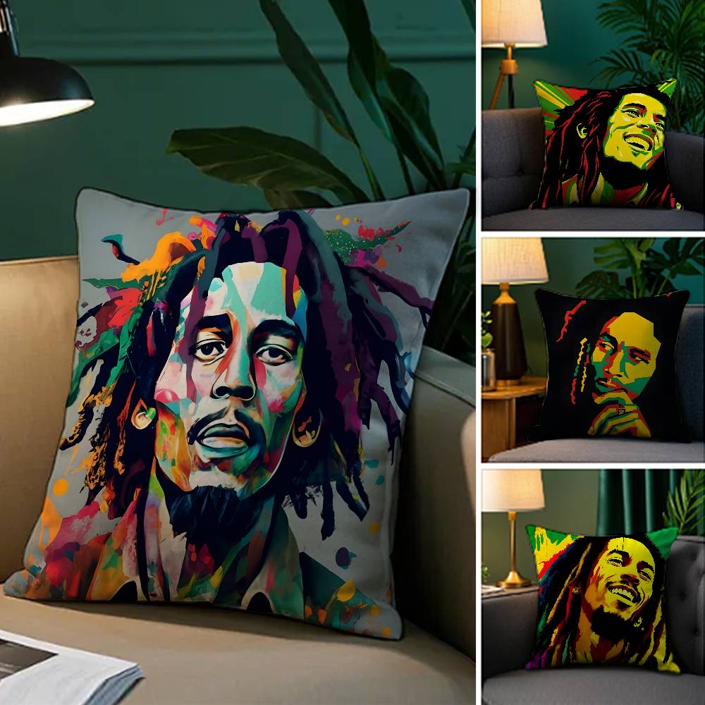 Reggae Music Bob Marley-Singer Pillow Case Silky elegant Comfort Sofa Bed Invisible zipper Beach pillowcase