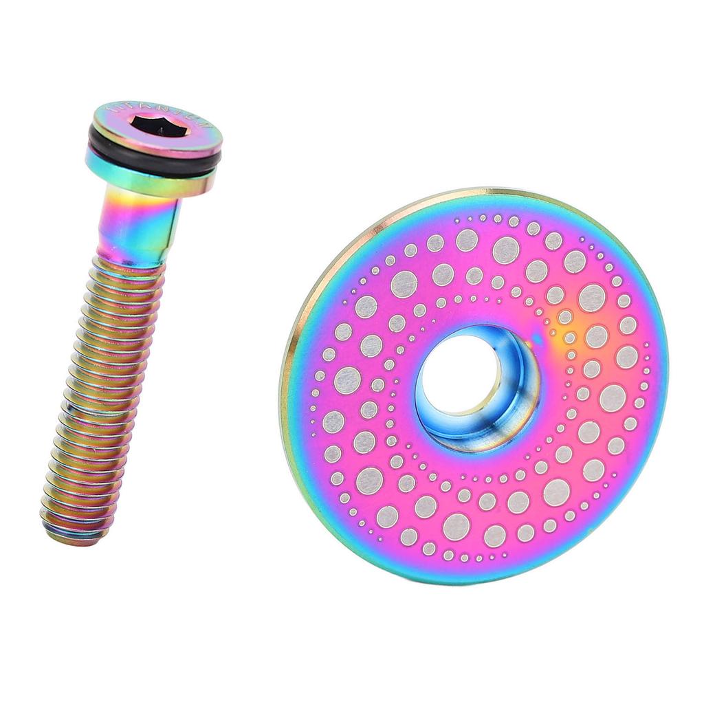 Bike Fork Cap Screw Set Ti Alloy CNC Machining 28.6mm Front Fork Cap and Screw for Cycling Colorful