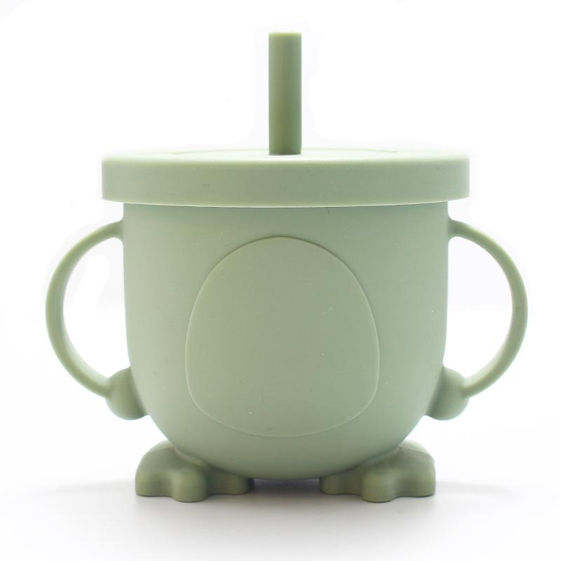 Penguin Silicone Straw & Snack Cup for Infants - 2-in-1 Learning Cup for Babies