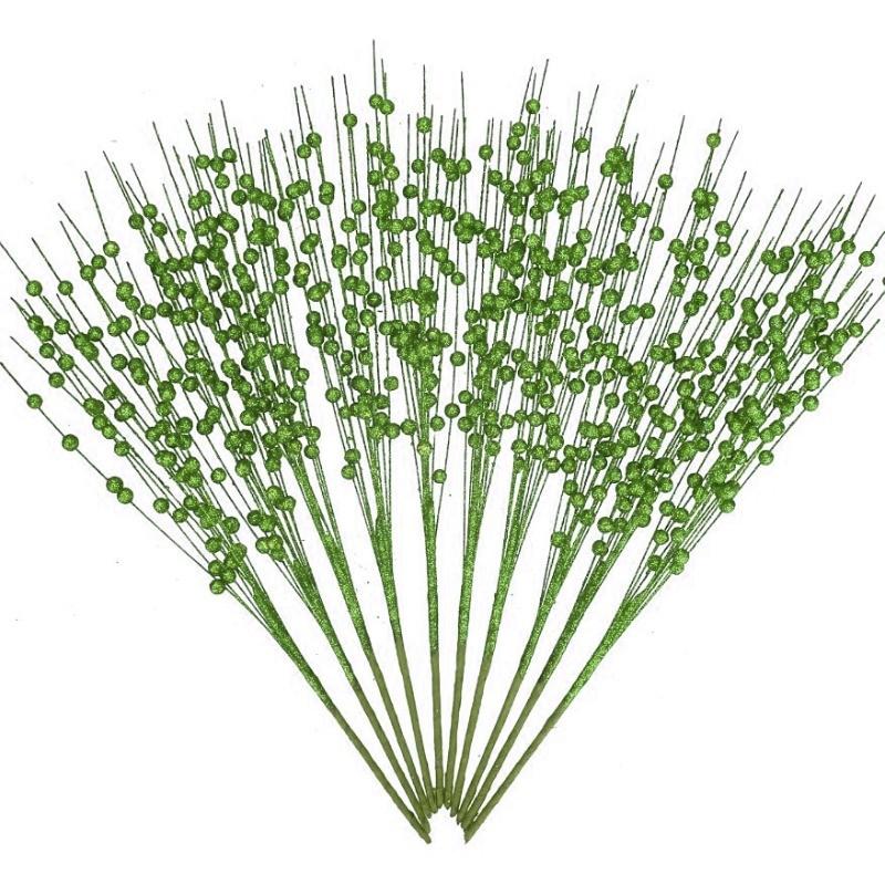 1Pc Glitter Artificial Berries Stems Christmas Decoration Xmas for Home Decor New Year Christmas Tree Wreath Ornaments Accessory