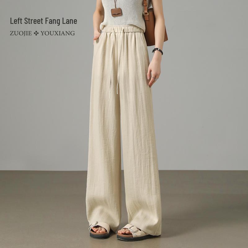 Women s Tencel Linen Yamamoto Pants - Summer Lightweight Straight Loose Fit, Cotton-Linen Blend, Casual Cool Wide Leg Style. S