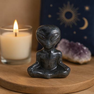 Labradorite Alien Figurine Larvikite 40x30x15mm