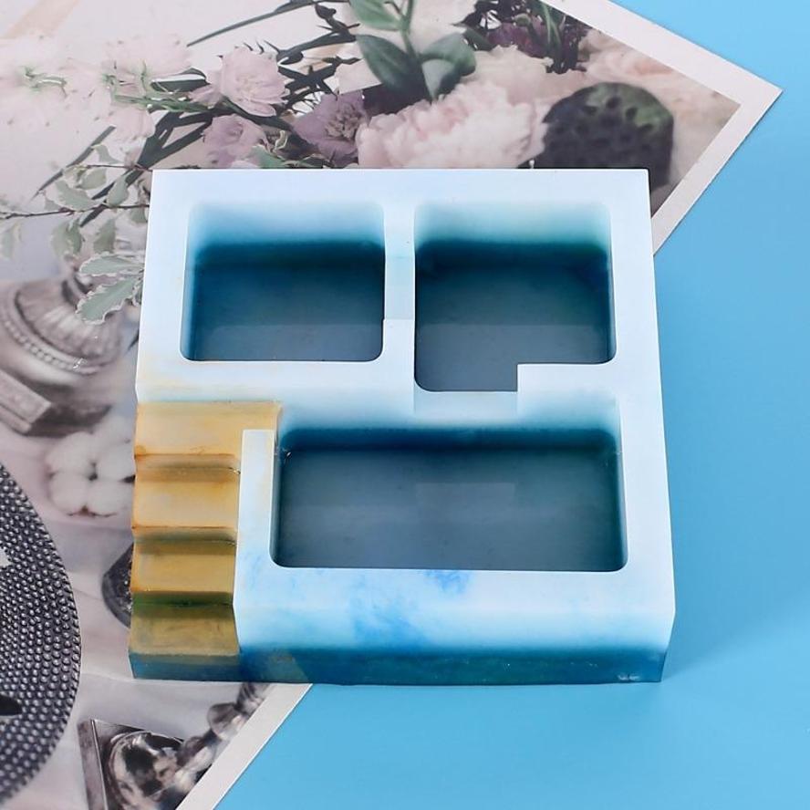 New Stair Building Plants Pot Molds Office Desk Storage Box Mold Silicone Planters Molds Concrete Candle Cup Mold Pottery Tools