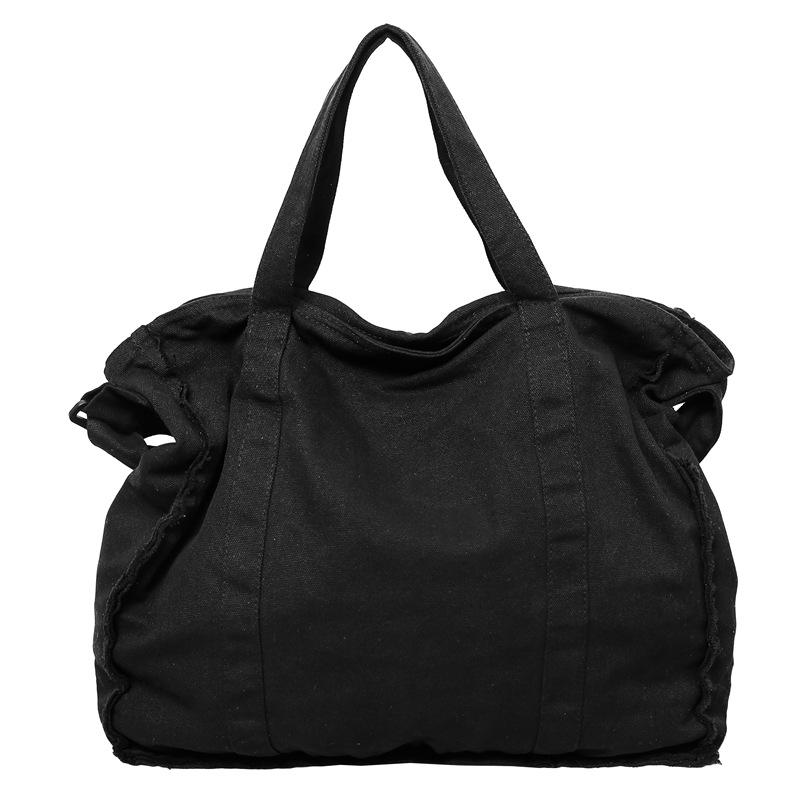 Canvas Bag Women's Large Capacity Crossbody Bag Student Class Shoulder Bag Solid Color Men Messenger Bag