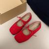 Schnür-Mary Janes Frühlings-Ballerinas Schleife Flache Einzelne Schuhe