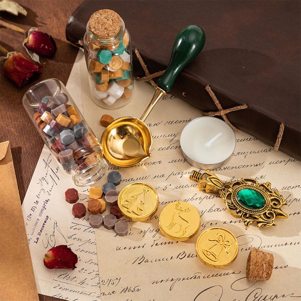 Wax Seal Kit with Wax Seal Beads Retro Vintage Sealing Wax Stamp for Gift and Decoration
