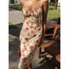 Mirror Flower Water Moon French Pure Desire Sexy Rose Floral Dress Tea Break Vacation Style Mid-Length Sling Dress Female