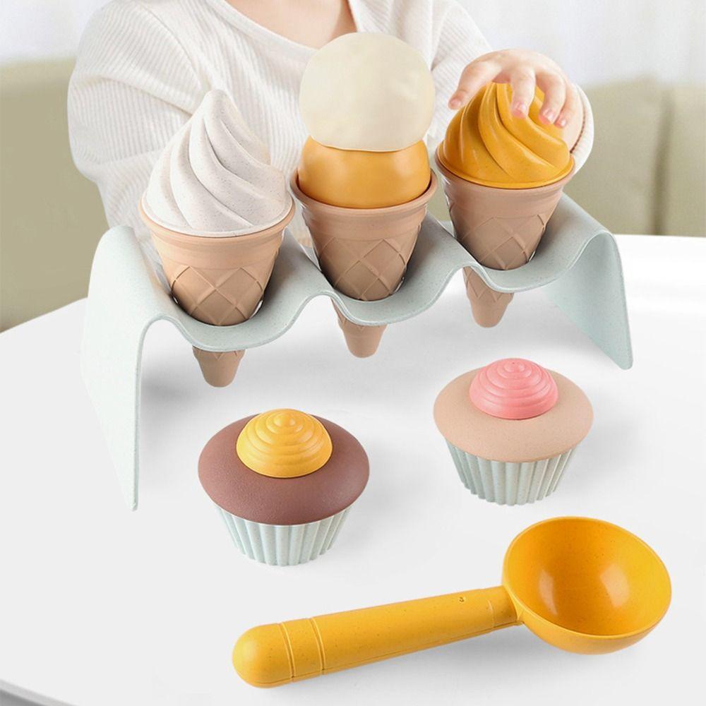 Wheat Straw Ice Cream Model Toy Pretend Play Simulation Ice Cream Outdoor   Home DIY