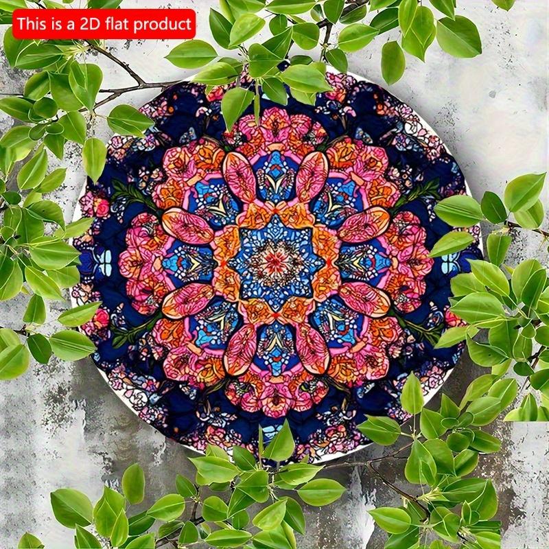 2D Flat 20*20cm1pc Vintage Floral Mandala High Quality Signage, Fantastic Round Wall Art Plaque with Symmetrical Harmony&bright Flowers for Bars,