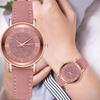 Gypsophila Women's Rhinestone Quartz Leather Strap Wristwatch