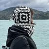 Handmade crochet balaclava hat autumn and winter retro pullover ear protection hat suitable for men and women, cold proof