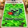 Flannel BlanketMinecraft Custom Name Text Personalized Soft Warm Throw Blanket Home Decor Gift