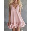 Elegant Ruffled Hem Splicing Party Dress V-neck Sleeveless Fashion Summer A-line Dress Loose Sweet Women's Casual Solid Color Mini Camisole Dresses