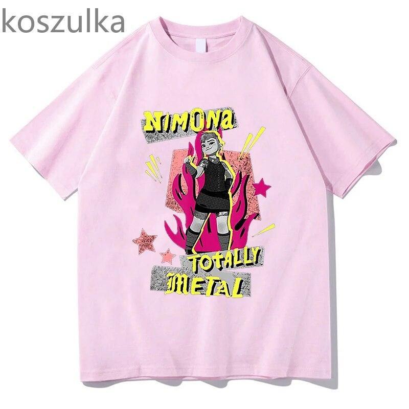 

Футболка с принтом Nimona, летняя модная футболка из 100% хлопка с круглым вырезом, женская повседневная футболка унисекс с короткими рукавами, уличная одежда Harajuku 3XL