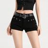 Korean-Style Sexy High-Waisted Rivet Denim Hot Pants - Plus Size, Hip-Hugging Summer Shorts for Women 2025