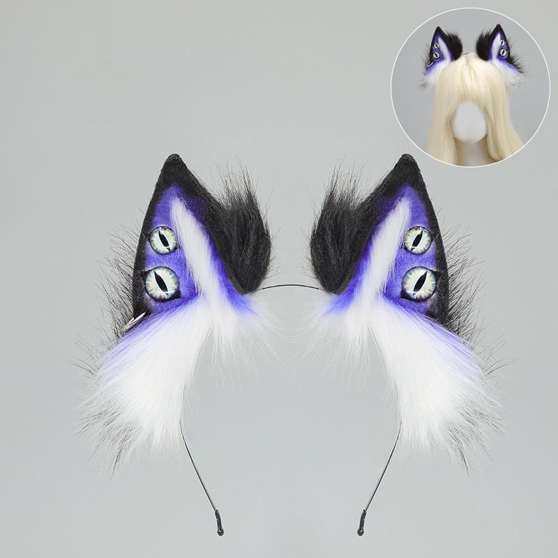 Furry Fox Ear Headband Cosplay Accessory Punk Gothic Demon Cthulhu Wolf Ears Halloween Anime Convention