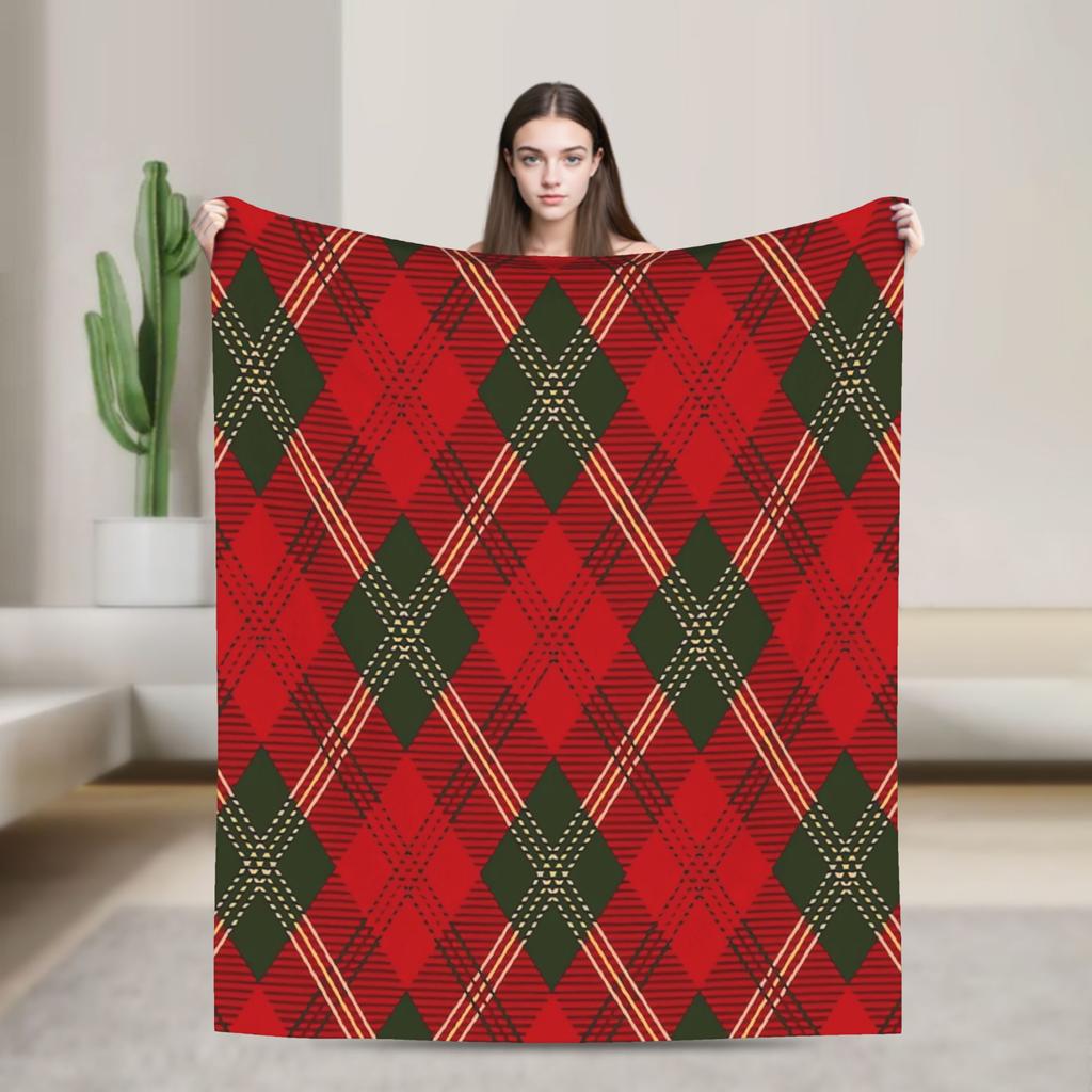 Plaid & Holiday Christmas  Blanket  Super Soft Plush Bedding Throws Girls Boys Couch Chair Sofa Bed Flannel Bedspread Bed Cover