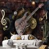 Mural de perete 3D Chitară Vintage Tapet Mare Graffiti Demontabil Potrivit Pentru Dormitor Sufragerie Cafenea Bar Mural de Perete