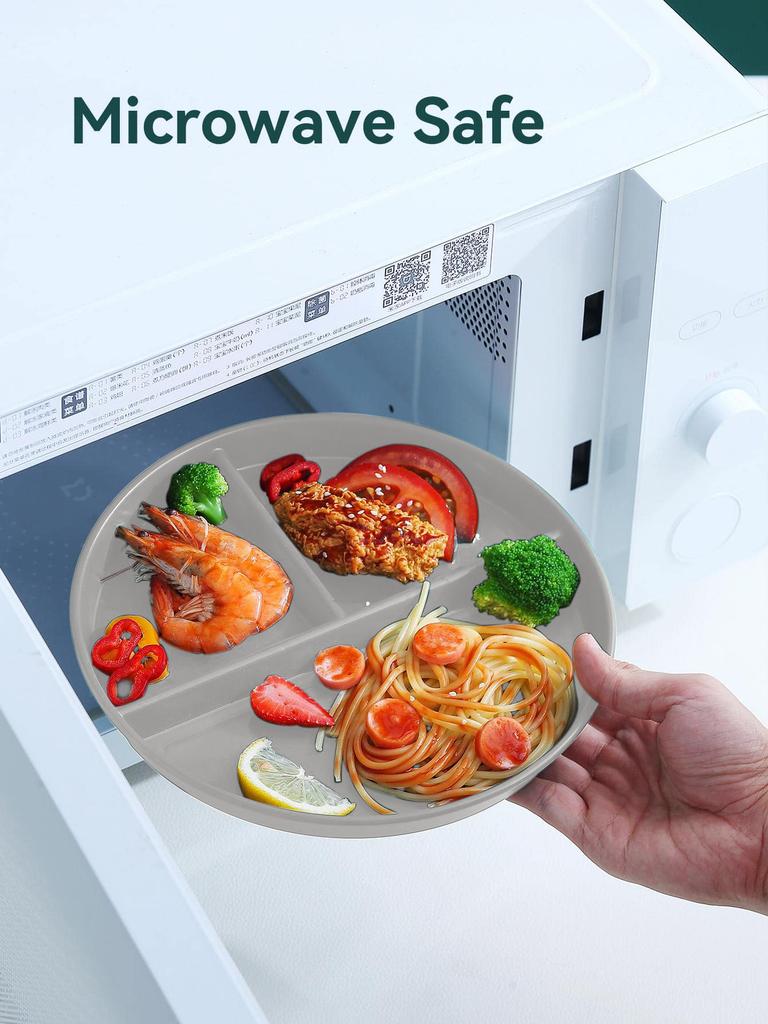 Plastic Dinner Dishes Round Divided Plates Microwave Safe Dessert Fruit Salad Serving Tray Kitchen Dinnerware Food Tray